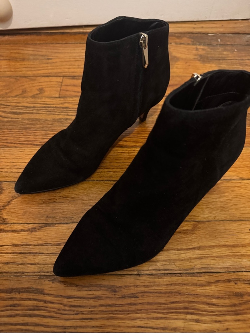 Sam Edelman Black Suede Pointed Toe Ankle Booties